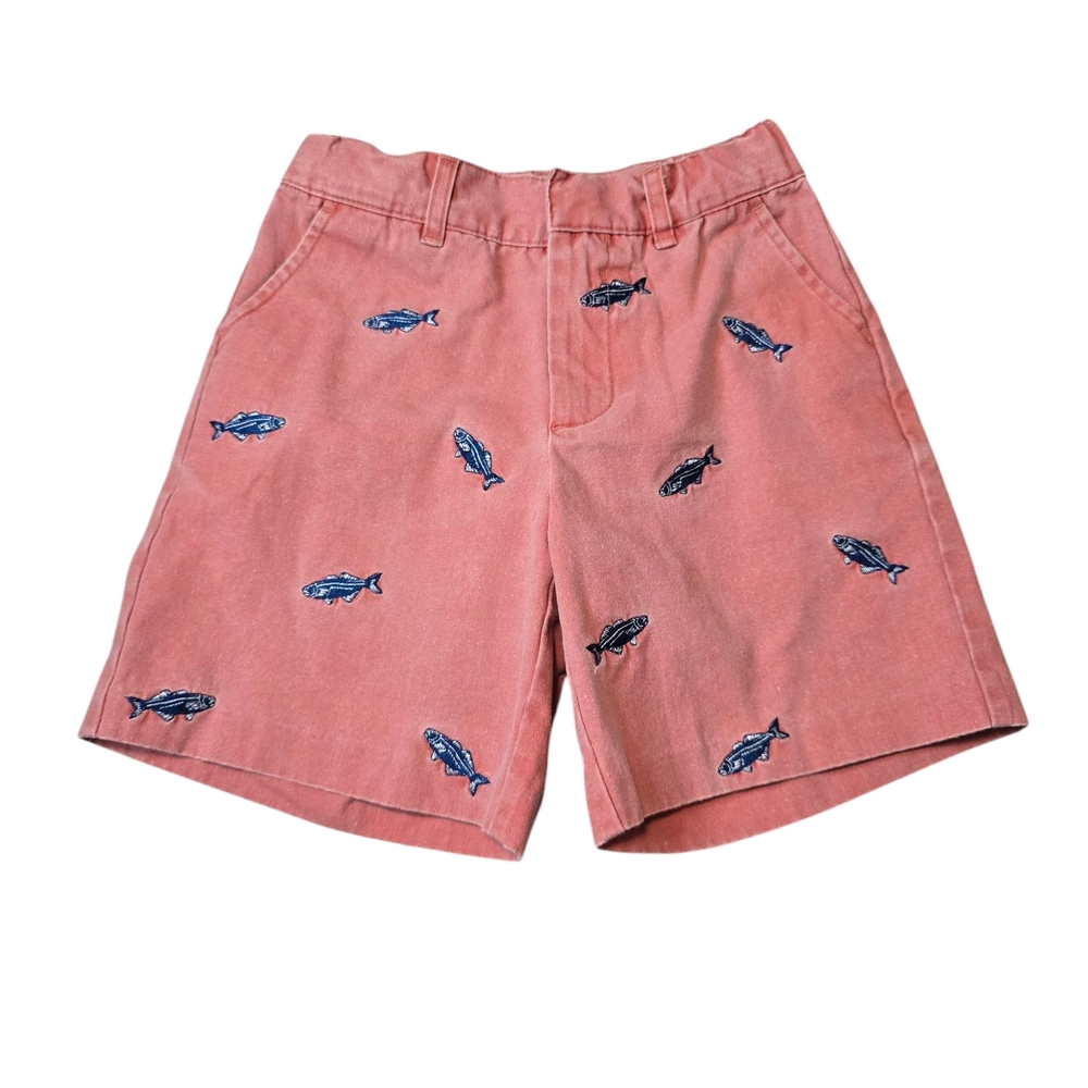 Pink Shorts with Fish Embroidery